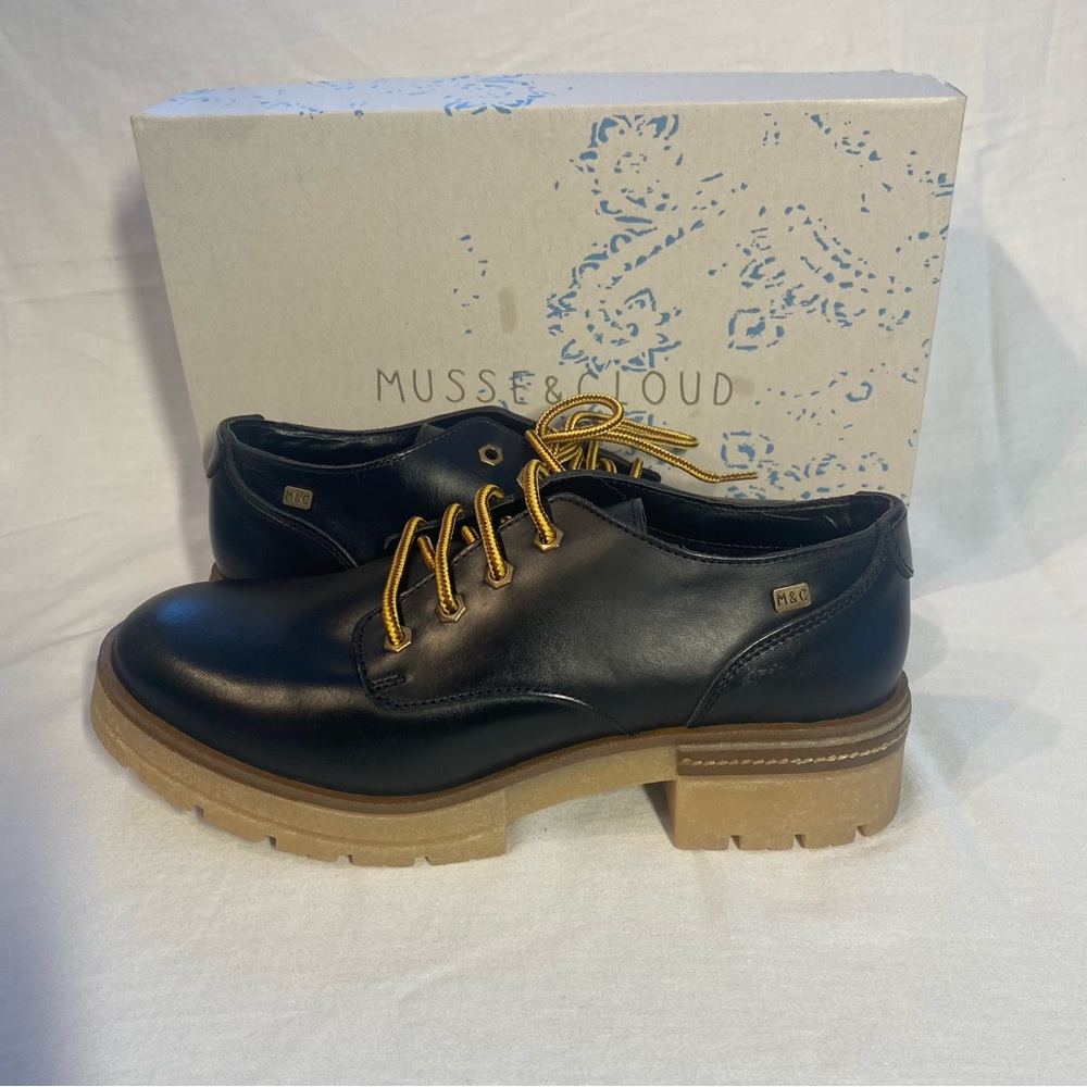 Artisan Musse & Cloud Black Leather Lace Up Shoes Non Slip Size 9 Made In Spain